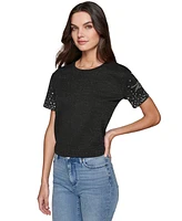 Karl Lagerfeld Paris Women's Rhinestone-Trim T-Shirt