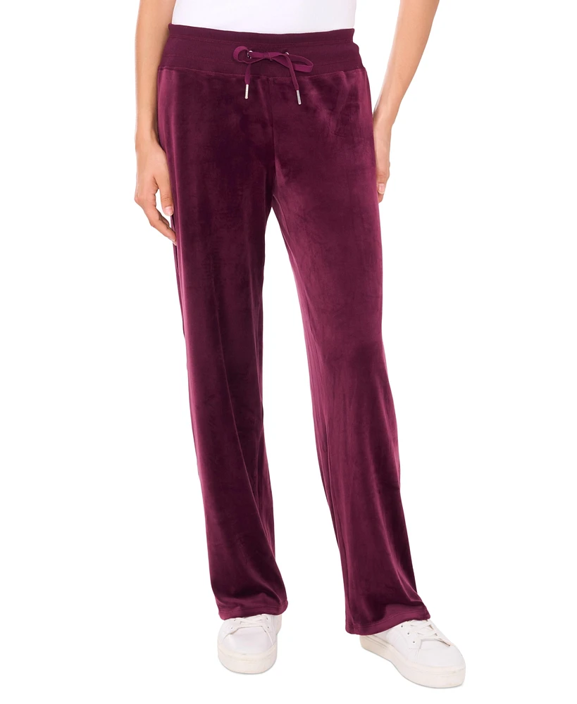 Vince Camuto Women's Velour Drawstring-Waist Straight-Leg Pants