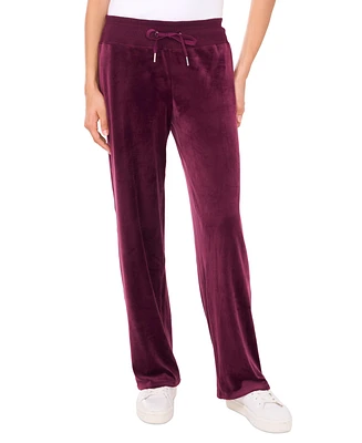 Vince Camuto Women's Velour Drawstring-Waist Straight-Leg Pants