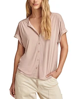 Lucky Brand Women's Sandwash Short Sleeve Button Front Shirt