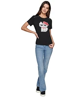 Karl Lagerfeld Paris Women's Choupette Beret Graphic T-Shirt