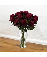 Slickblue Fresh Blooming Roses in Elegant Vase – Perfect for Home Decor or Gifts