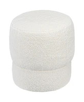 Homcom Round Ottoman Foot Stool with Fabric Upholstered Seat, White