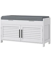 Homcom Shoe Bench, Entryway Bench with Cushion, Hidden Compartments, White