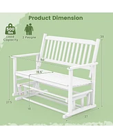 Givimo 2 Seats Outdoor Glider Bench with Armrests and Slatted Seat-White