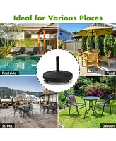 Givimo 50 Lbs Patio Wicker Style Resin Umbrella Base Stand Heavy Duty with Wheels