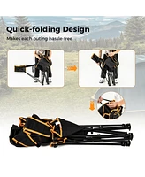 Givimo Folding Camping Chair with Footrest Camping Lounge Chair with Carry Bag-Black