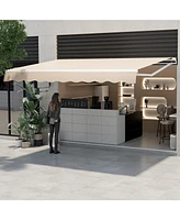 Givimo 13 × 8 Feet Retractable Patio Awning Aluminum Deck Sunshade-Beige
