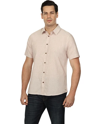 Vustra Men's Micro Stripes Linen Short Sleeve Shirt