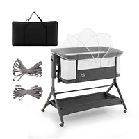 Height Adjustable Bedside Sleeper Baby Crib with Storage Bag