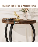 Tribesigns Half-Round End Table, 2