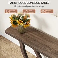Tribesigns Console Table for Entryway: 63 Inches Farmhouse Wood Entry Foyer Entrance, Narrow Long Sofa Behind Couch with Metal Legs fo