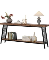 Tribesigns 70.9" Extra Long Console Table, 2-Tier Sofa Table with Storage, Industrial Entryway Table Behind Couch, Narrow Hallway Table Entrance Table