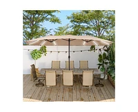 Casainc Patio Umbrella with Solar Led Strip Lights