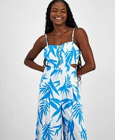 Bar Iii Women's Printed Sleeveless Button-Front Jumpsuit, Exclusively at Macy's