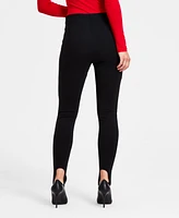 Bar Iii Women's Ponte Stirrup Front-Zip Leggings, Exclusively at Macy's