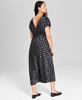 And Now This Women's Printed Satin V-Neck Midi Dress, Created for Macy's