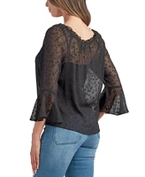 Bcx Juniors' Round-Neck Flare-Sleeve Blouse