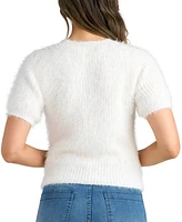 Bcx Juniors' Crewneck Embellished Short-Sleeve Sweater