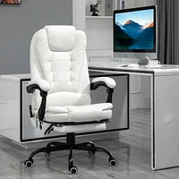 7-Point Vibrating Massage Office Chair, High Back, White