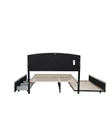 Streamdale Furniture Queen Size Platform Bed with 2 Drawers and Trundle