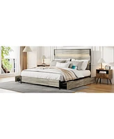 Queen Bed Frame with Headboard, Storage, and Charging Station