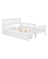 Streamdale Furniture Pink Platform Bed with Guardrails and Drawers