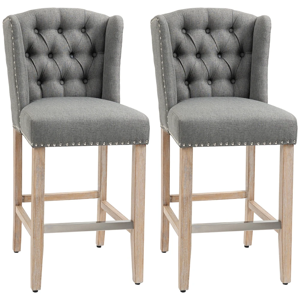 Streamdale Furniture Counter Height Bar Stools Set of 2 with Wood Legs