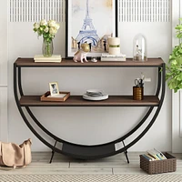 Streamdale Furniture Industrial Wood & Metal Demilune Console Table