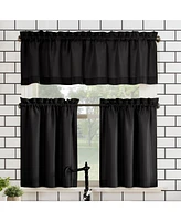 No. 918 Martine Microfiber Semi-Sheer Rod Pocket Kitchen Curtain Valance and Tiers Set