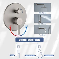 Casainc 10 Inch Wall Mounted Round Shower System Set with Handheld Spray & Tub Spout