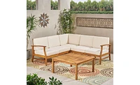 Perla 6-Pc Acacia Wood Outdoor Sofa Set, Cream