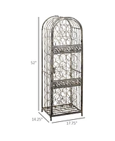 Streamdale Furniture 45 Bottle Wrought Iron Wine Rack Jail with Lock - Antique Bronze