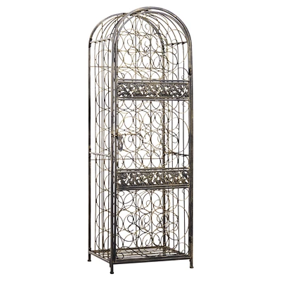 Simplie Fun 45 Bottle Wrought Iron Wine Rack Jail with Lock - Antique Bronze