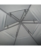 Streamdale Furniture 13' Hexagon Outdoor Gazebo with Netting & Curtains