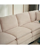 Modern U-Shaped Modular Sectional Sofa (6-Seat) with Ottoman and Pillows
