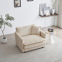 Streamdale Furniture Beige Chenille Single Seat Sofa with Toss Pillow