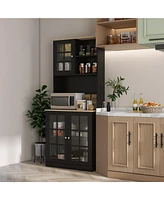 Streamdale Furniture Freestanding Pantry Cabinet with Hutch and Countertop