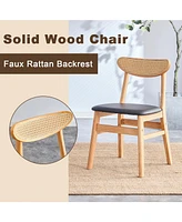 Streamdale Furniture Stylish Solid Wood Dining Chair with Curved Back and Pu Cushion