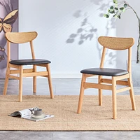 Streamdale Furniture Stylish Solid Wood Dining Chair with Curved Back and Pu Cushion