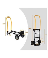 Streamdale Furniture Hand Truck Dual Purpose 2 Wheel Dolly Cart And 4 Wheel Push Cart With Swivel Wheels 330 Lbs