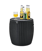 Costway 9.5 Gallon 4-in-1 Patio Rattan Cool Bar Cocktail Table Side Table