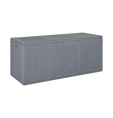 vidaXL Patio Storage Box Gray Pp Rattan 71.3 gal