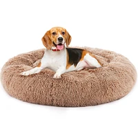 Streamdale Furniture Anti-Slip Round Fluffy Plush Faux Fur Cat Bed, large Brown