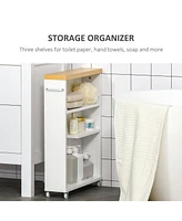 Streamdale Furniture Slim Bathroom Cabinet with Wheels Storage Organizer, White