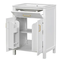 Streamdale Furniture 24" Space-Saving Bathroom Vanity Combo with Ceramic Sink