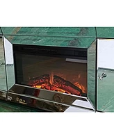 Simplie Fun Flash Silver Electric Fireplace Cabinet with Realistic Flame Effects