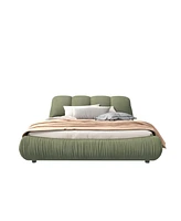 Streamdale Furniture Upholstered Platform Bed with Padded Backrest and Solid Wood Frame