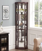 Simplie Fun Corner Curio Cabinet with Lights: Dark Cherry