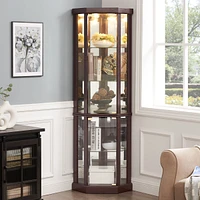 Streamdale Furniture Corner Curio Cabinet with Lights: Dark Cherry